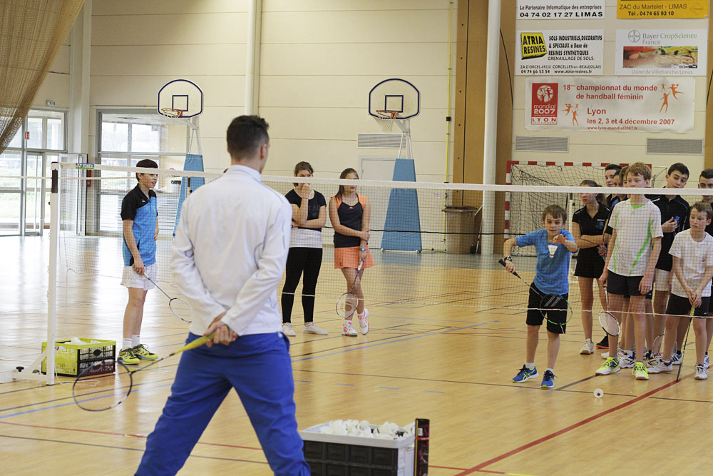 Sylvain Frequelin et les jeunes du CCB69